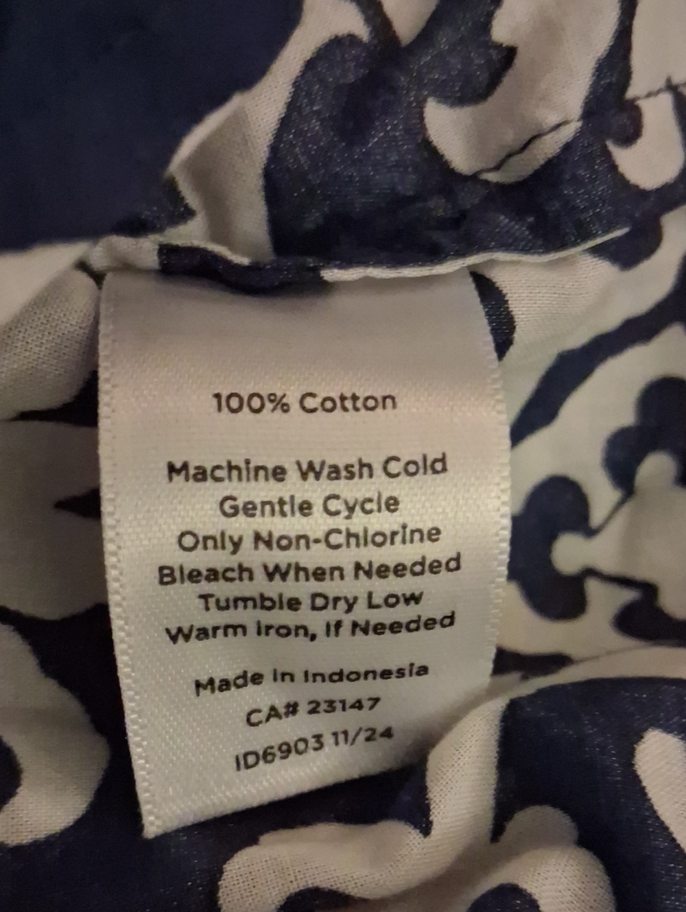 Talbots Navy and White Printed Button-Up Shirt - Picture 5 of 5